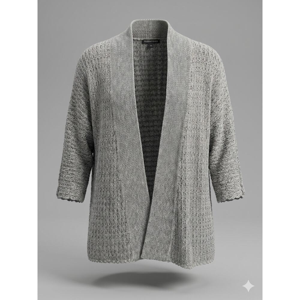 Eileen Fisher Womens S Minimalist Lagenlook Quiet Luxury Coastal Open Cardigan